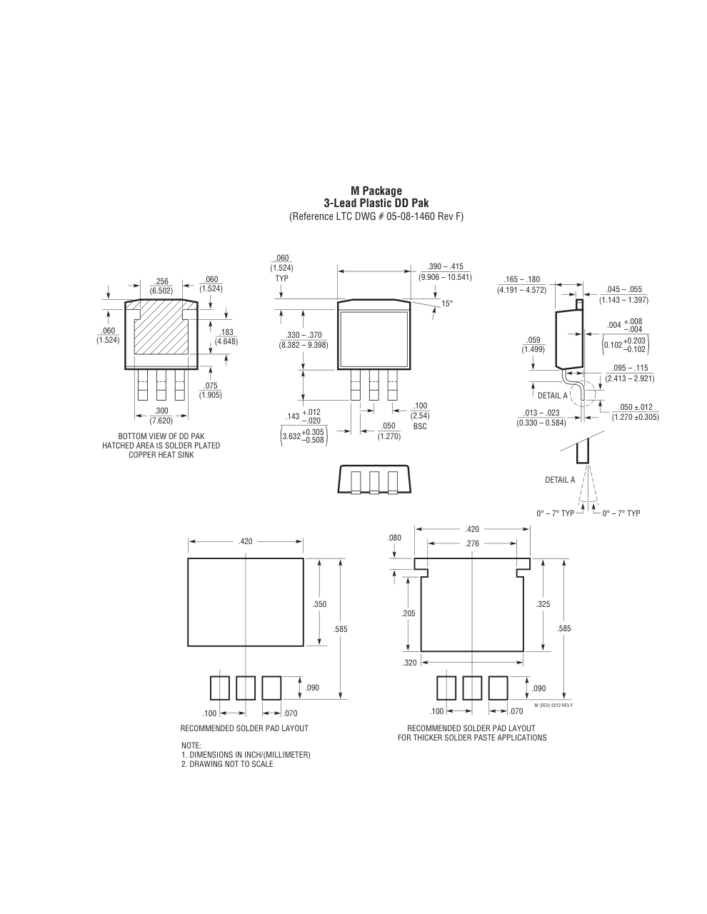 LT1085CM#PBF — Manufacturer package outline drawing - not a product photo, 3-Lead DD Pak
