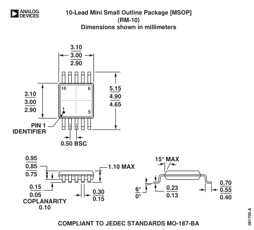 ADP1621ARMZ-R7 — Manufacturer package outline drawing - not a product photo, 10-Lead MSOP