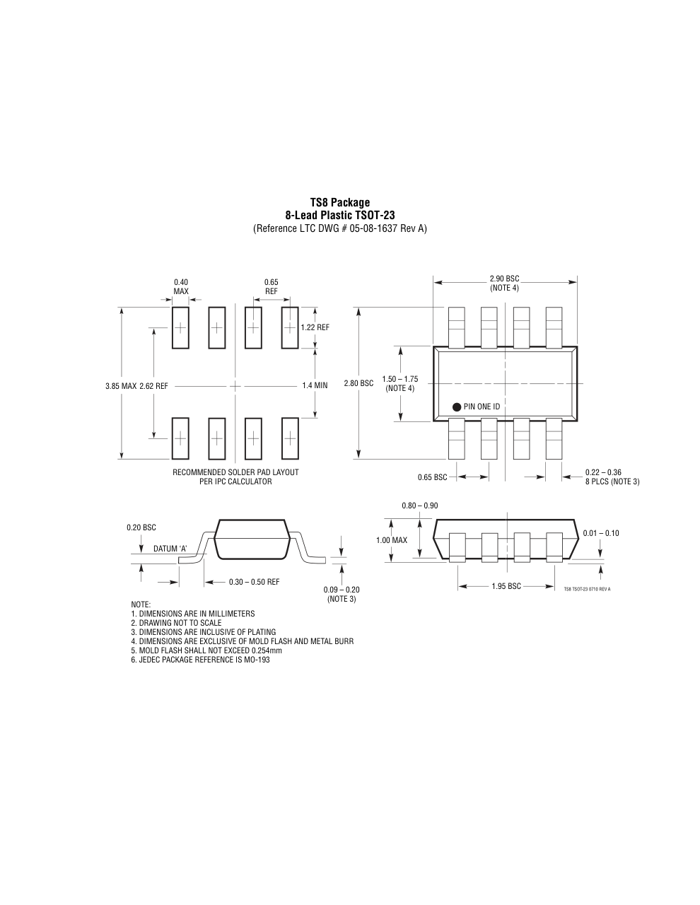 LTC2632ACTS8-HI12#TRMPBF — Manufacturer package outline drawing - not a product photo, 8-Lead SOT-23