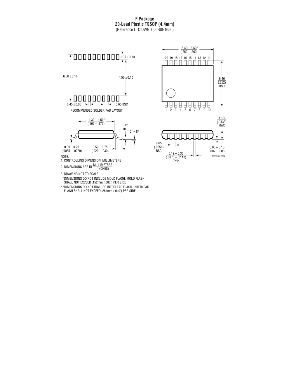 LTC3778EF#PBF — Manufacturer package outline drawing - not a product photo, 20-Lead TSSOP