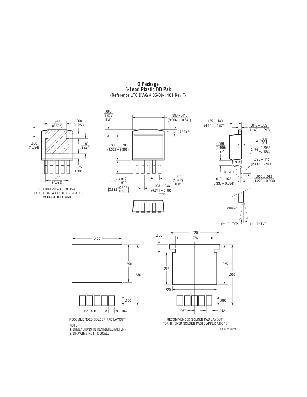 LT1129CQ#PBF — Manufacturer package outline drawing - not a product photo, 5-Lead DD Pak