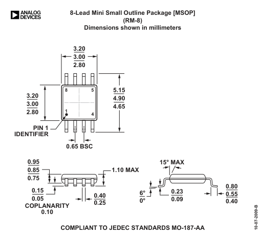 AD8417BRMZ-RL — Manufacturer package outline drawing - not a product photo, 8-Lead MSOP