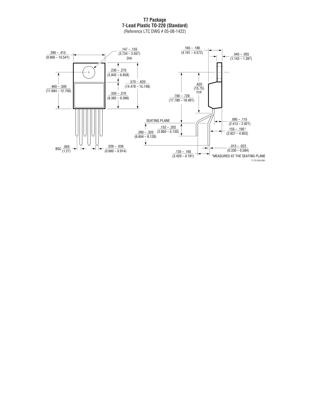 LT1581CT7-2.5#PBF — Manufacturer package outline drawing - not a product photo, 7-Lead TO-220