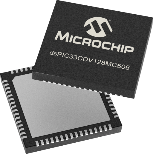 DSPIC33CDV128MC506T-I/8PW — Manufacturer package reference image, VQFN-64