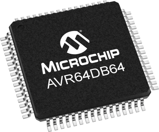 AVR64DB64T-E/PT — Manufacturer package reference image, TQFP-64