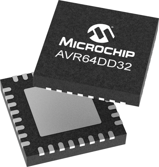 AVR64DD32-I/RXB — Manufacturer package reference image, VQFN-32