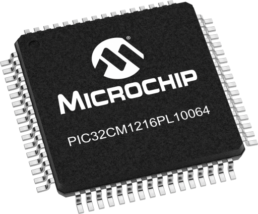 PIC32CM1216PL10064T-I/PT — Manufacturer package reference image, TQFP-64